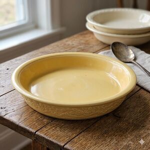 Vintage 1930s Homer Laughlin OvenServe Yellow Floral Pie Plate